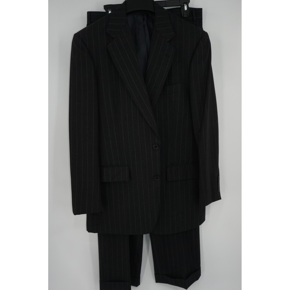 Southwick 2-Piece Suit Charcoal Gray Chalk Stripe Pinstripe Wool Men's 38R 33x31